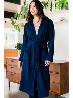 Bamboo and organic cotton robe in navy