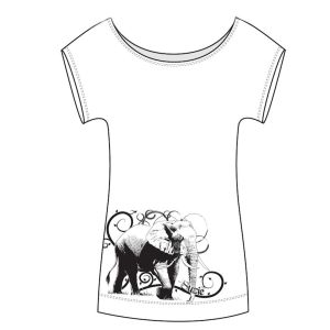 Suzie Hemp Slub Elephant Tee - Size XS