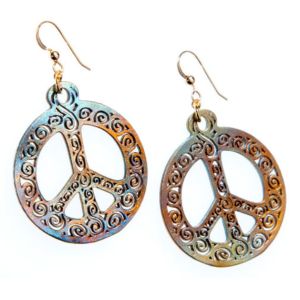 Filigree Peace Symbol Earrings