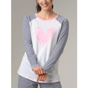 Stripes and dots long sleeve organic cotton pajama top