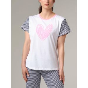 Short sleeve pajama top in 100% organic cotton