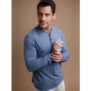 men's blue organic cotton henley
