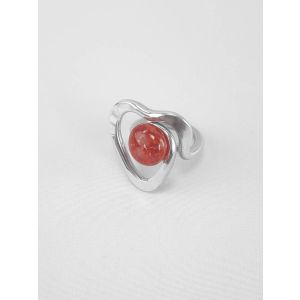 Open heard red bead ring