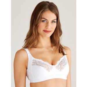 Floral Lace Organic Soft Bra White