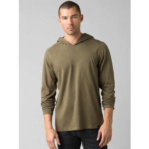 PrAna Men's Long Sleeve Hood Front View in Slated Green