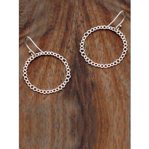 silver hoop earrings on ear wires