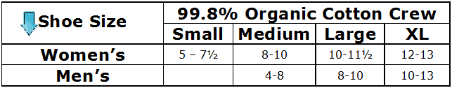 Maggie's 99% Organic Cotton Socks Size Chart