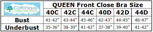 Cottonique Queen Bra Size Chart