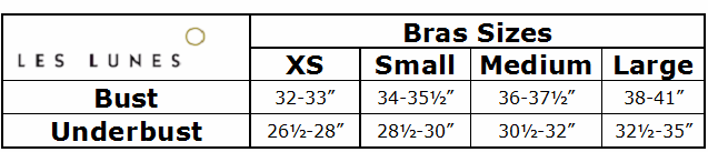 Les Lunes Size Chart