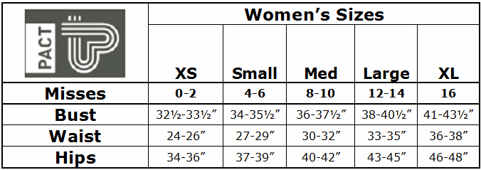 PACT Size Chart