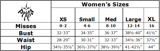 PrAna Size Chart